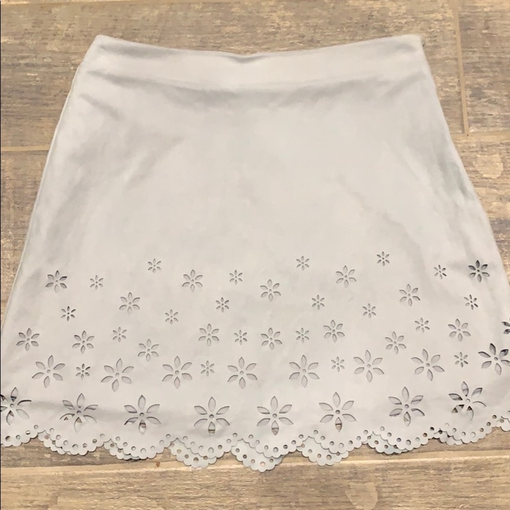 Light Blue Suede Mini-Skirt